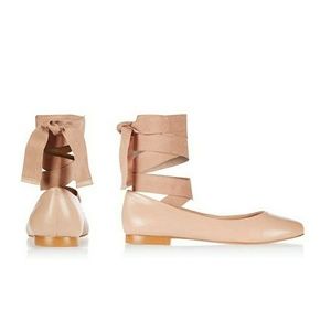 Topshop Kute Ankle Tie Ballet Flats